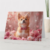 バセンジーとバラ - バレンタインデー カード (正面)