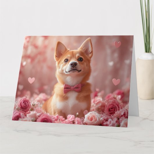 バセンジーとバラ - バレンタインデー カード (正面)