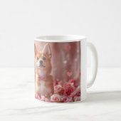 バセンジーとバラ - バレンタインデー コーヒーマグカップ (正面右)