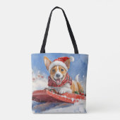 バセンジー犬のそり旅行 雪だるまクリスマス トートバッグ (裏面)