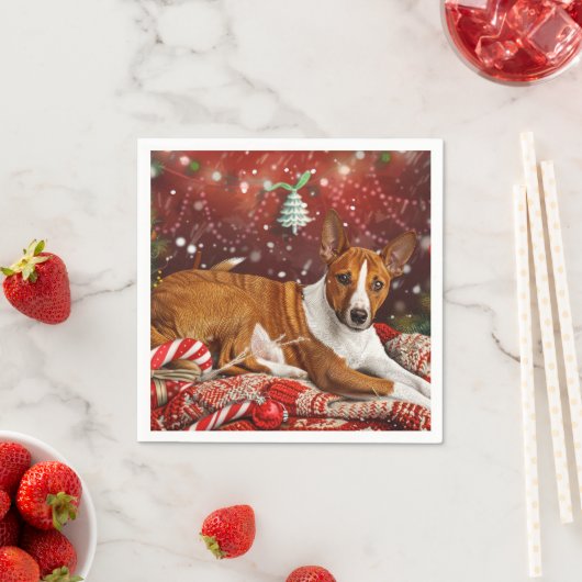 バセンジー犬のクリスマス  スタンダードカクテルナプキン (インサイチュ)