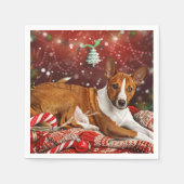 バセンジー犬のクリスマス  スタンダードカクテルナプキン (正面)