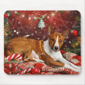 バセンジー犬のクリスマス  マウスパッド (正面)