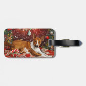 バセンジー犬のクリスマス ラゲッジタグ (裏面横)