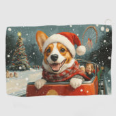 バセンジー犬のジェットコースター クリスマス ゴルフタオル (横)