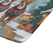 バセンジー犬 クリスマス スノー ホリデー カッティングボード (角)