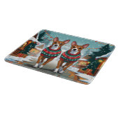 バセンジー犬 クリスマス スノー ホリデー カッティングボード (角)