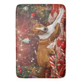 バセンジー犬 クリスマス フェスティブ バスマット (正面縦)