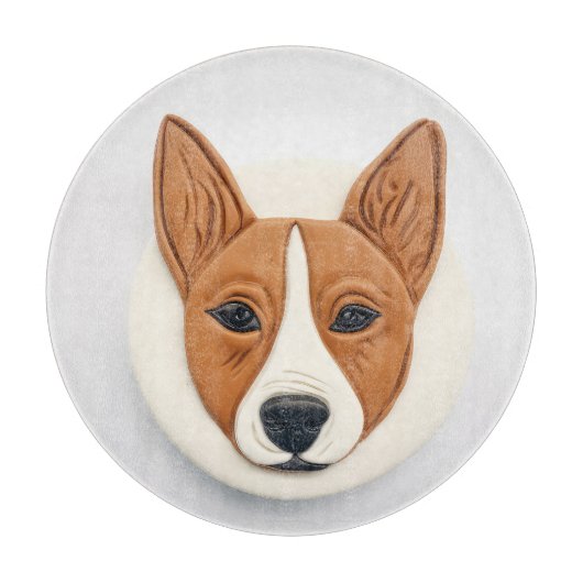バセンジー犬 3Dインスパイアデザイン カッティングボード (正面)