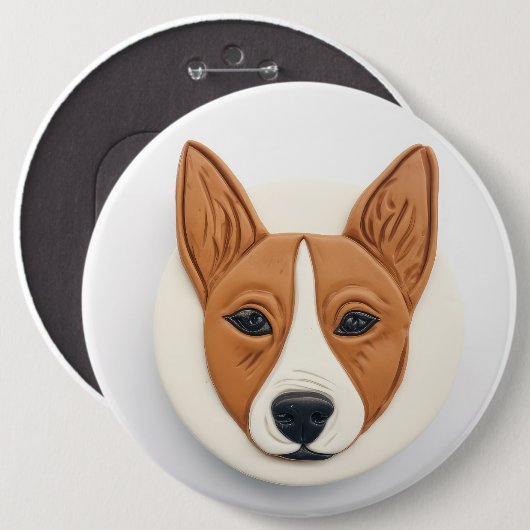 バセンジー犬 3Dインスパイアデザイン 缶バッジ (正面&裏面)