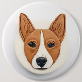 バセンジー犬 3Dインスパイアデザイン 缶バッジ (正面)