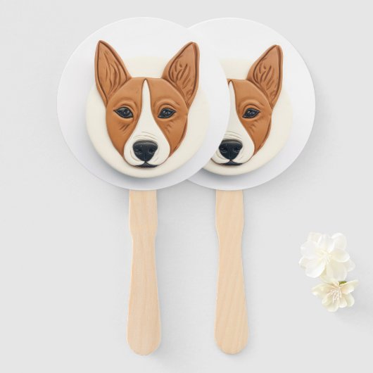 バセンジー犬 3Dデザイン ハンドファン (正面&裏面)
