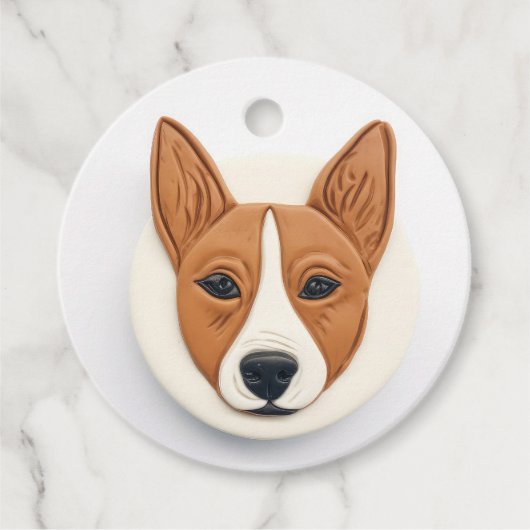 バセンジー犬 3Dデザイン フェイバータグ (正面)