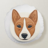 バセンジー犬 3Dデザイン ラウンドクッション (裏面)