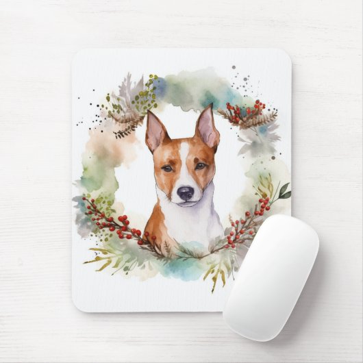 バセンジー クリスマスリース 楽しい犬 マウスパッド (マウス)