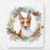 バセンジー クリスマスリース 楽しい犬 マウスパッド (正面)