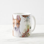 バセンジー クリスマスリース 陽気な犬 コーヒーマグカップ (正面右)