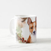 バセンジー クリスマスリース 陽気な犬 コーヒーマグカップ (正面左)