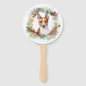 バセンジー クリスマス リース フェスティブ パピー ハンドファン (正面)