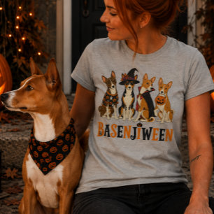 バセンジー ハロウィンデザイン バセンジワン Spooky Basenjis Halloween D トライブレンドＴシャツ