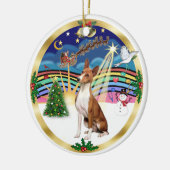 バセンジー Xmas ミュージック 5 セラミックオーナメント (左)