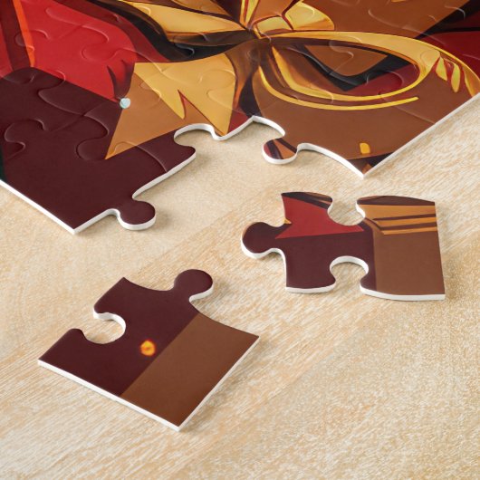 バセンジ犬とクリスマスプレゼント暖炉 ジグソーパズル (側面)