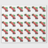 バセンジ犬はクリスマスツリーで車を運転している ラッピングペーパー (フラット)