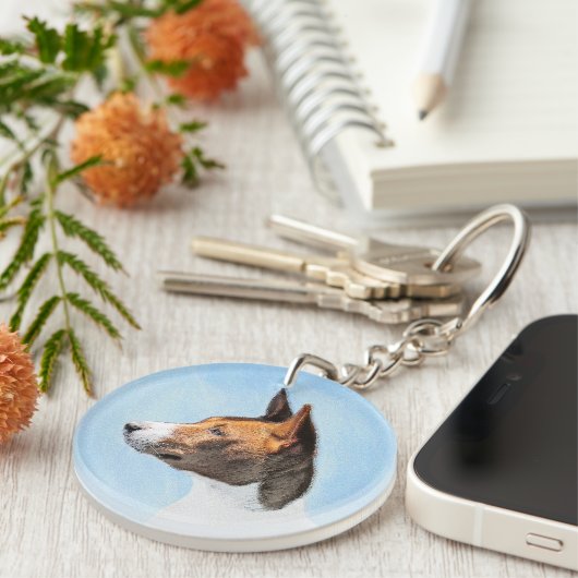 バセンジ絵画ーズ – かわいいオリジナルアート キーホルダー (正面右)