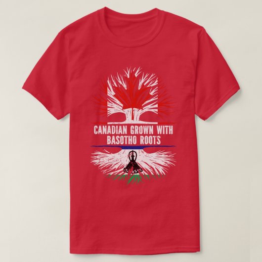 バソトルーツカナダ国旗で栽培されたカナダ Tシャツ (デザイン正面)