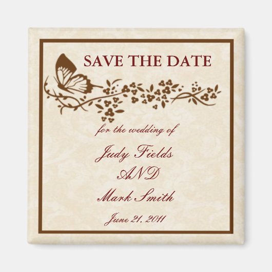 バタエレガントイ結婚式の日付磁石を保存 マグネット (正面)