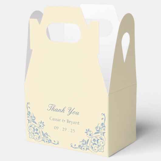 バタエレガントーイエローとブルー結婚の感謝 フェイバーボックス (オープン)