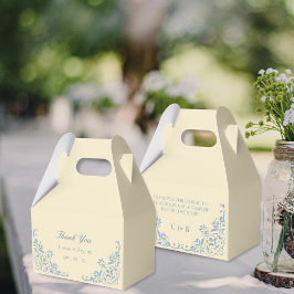 バタエレガントーイエローとブルー結婚の感謝 フェイバーボックス