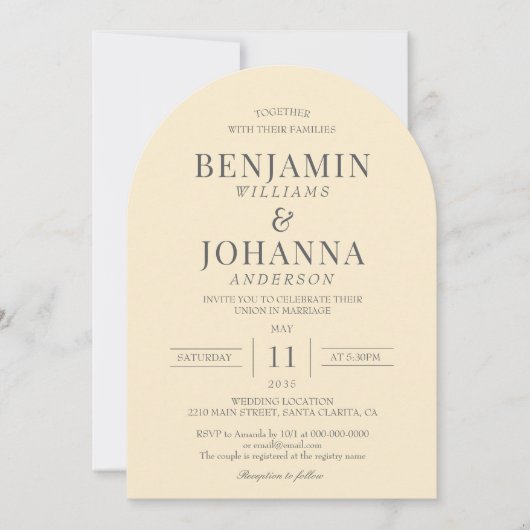 バタエレガントーイエローアー結婚チ 招待状 (正面)