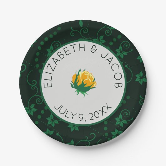 バタエレガントーイエローカ結婚メリア ペーパープレート (正面)