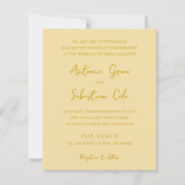 バタエレガントーイエローバジェット結婚式招待状