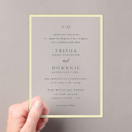 バタエレガントーイエローモノグラモダンム結婚ズ アクリル招待状