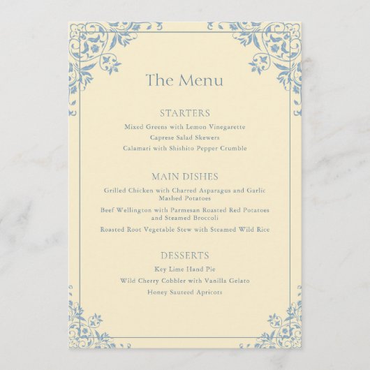 バタエレガントーイエローヴィンテージフレ結婚ームのメニュー メニュー (正面)