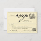 バタエレガントーイエローヴィンテージフローララ結婚ベル 出欠カード (正面)