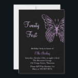 バタバタする蝶々21歳誕生日招待状 招待状<br><div class="desc">この21歳の誕生日の招待状では、柔らかくて手飾のスケッチが飛び回る蝶々が描かれました。基本紙しかし、金属製の氷きらめくを加えるのに紙するのがお勧めです。</div>