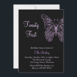 バタバタする蝶々21歳誕生日招待状 招待状<br><div class="desc">この21歳の誕生日の招待状では、柔らかくて手飾のスケッチが飛び回る蝶々が描かれました。基本紙しかし、金属製の氷きらめくを加えるのに紙するのがお勧めです。</div>