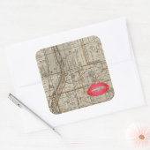 バタビアイリノイ地図1870キツネリバーバレー スクエアシール (封筒)