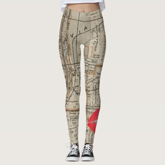 バタビアイリノイ地図1870キツネリバーバレー レギンス (正面)