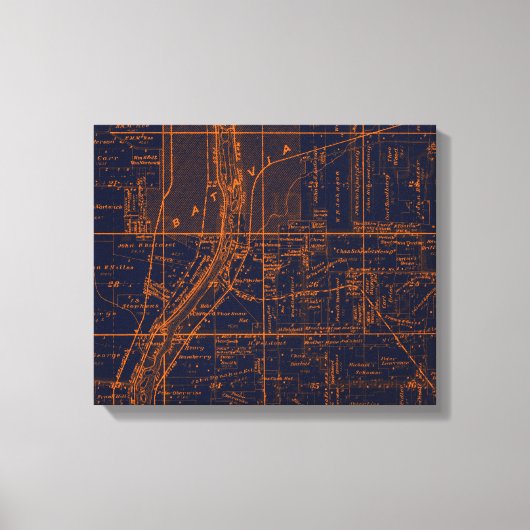 バタビアイリノイ1871地図キツネリバーバレー キャンバスプリント (正面)