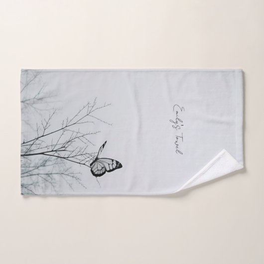 バタフお洒落ィーのファミリー名パーソナライズされた バスタオルセット (ハンドタオル)