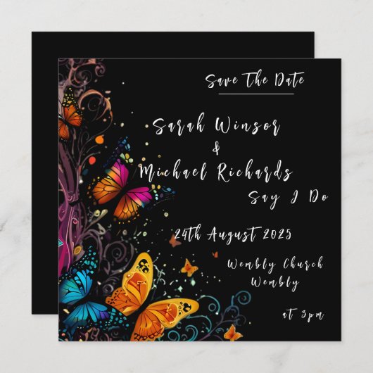 バタフお洒落ィー庭園の結婚式招待状 招待状 (正面/裏面)