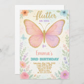 バタフお洒落ィー誕生日招待状 招待状 (正面/裏面)