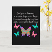 バタフかわいらしィーセレニティ祈りの言葉デザイン カード (黄色い花)