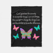 バタフかわいらしィーセレニティ祈りの言葉デザイン フリースブランケット (正面)