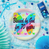 バタフかわいらしィー70番目の誕生日紙プレート ペーパープレート (パーティー)