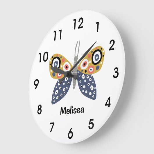 バタフかわいらしォーホーは彼女のドットを色づける ラージ壁時計 (傾斜)